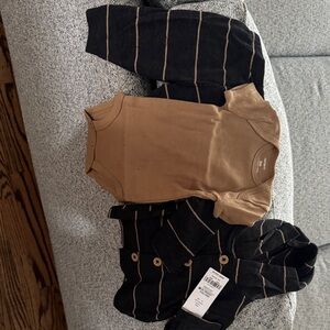 Carter's Black and Brown Striped Bodysuit Set
